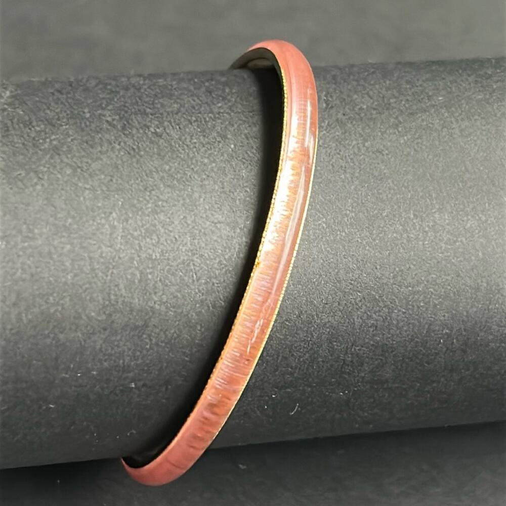 Women’s vintage gold tone/pink bangle bracelet one‎ size measurements shown